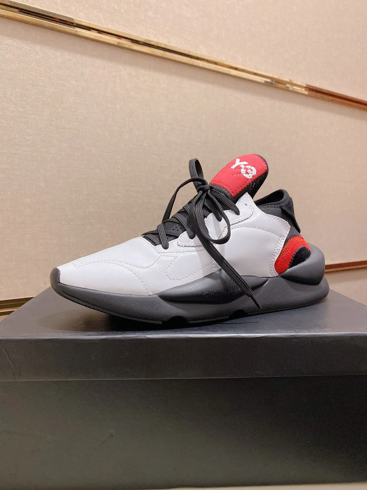Y-3 Kaiwa White Black Red Chunky Sneakers