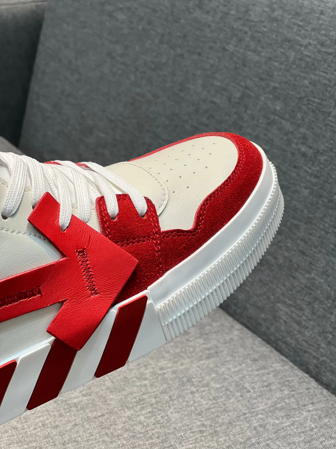 Off-White Red High-Top Industrial Zip-Tie Strap Lifestyle Sneakers