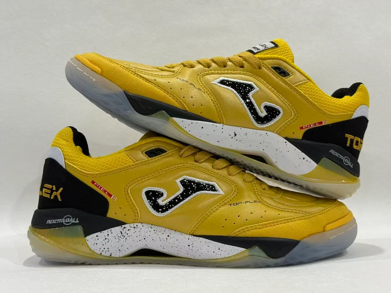 Joma Top-Flex Yellow Black Leather-and-Mesh Upper Sneakers
