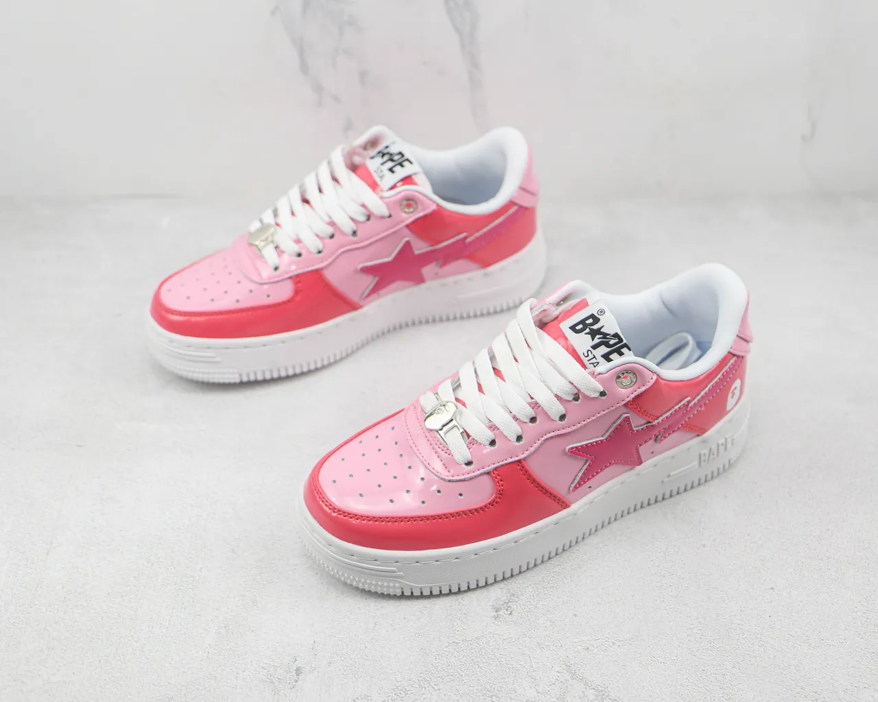 A Bathing Ape BAPE STA Glossy Pink Star Logo Lifestyle Sneakers