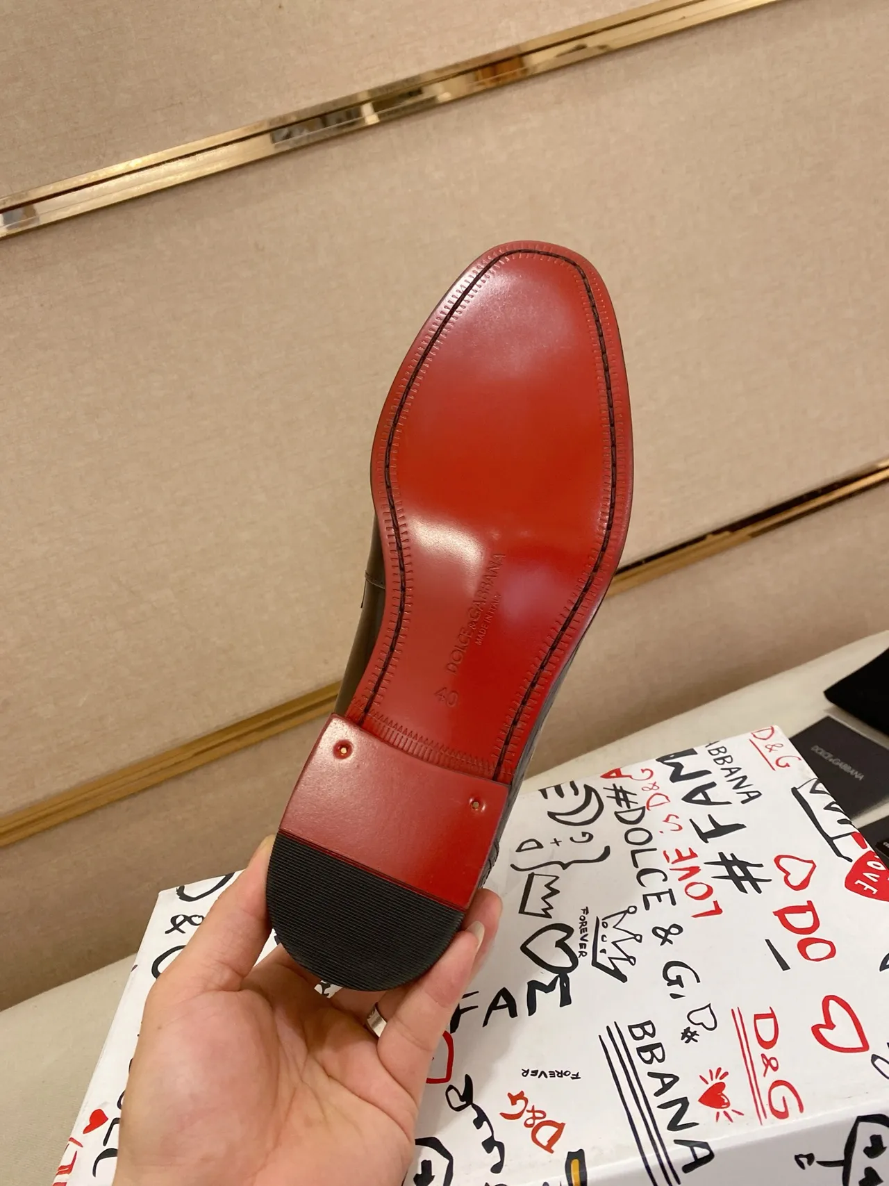 Dolce & Gabbana Brown Beige Patent Leather Two-Tone Loafer