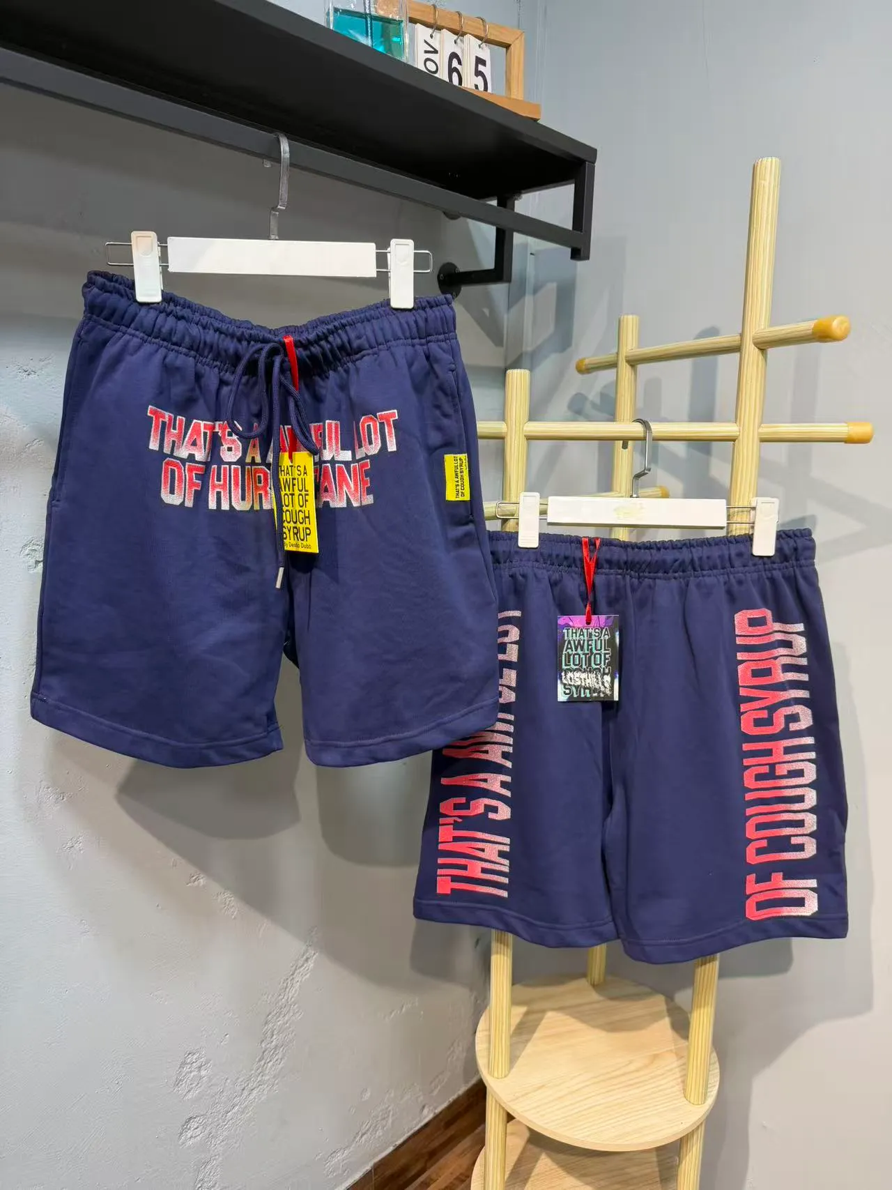 Navy Blue Gradient Graphic Print Elastic-Waist Shorts