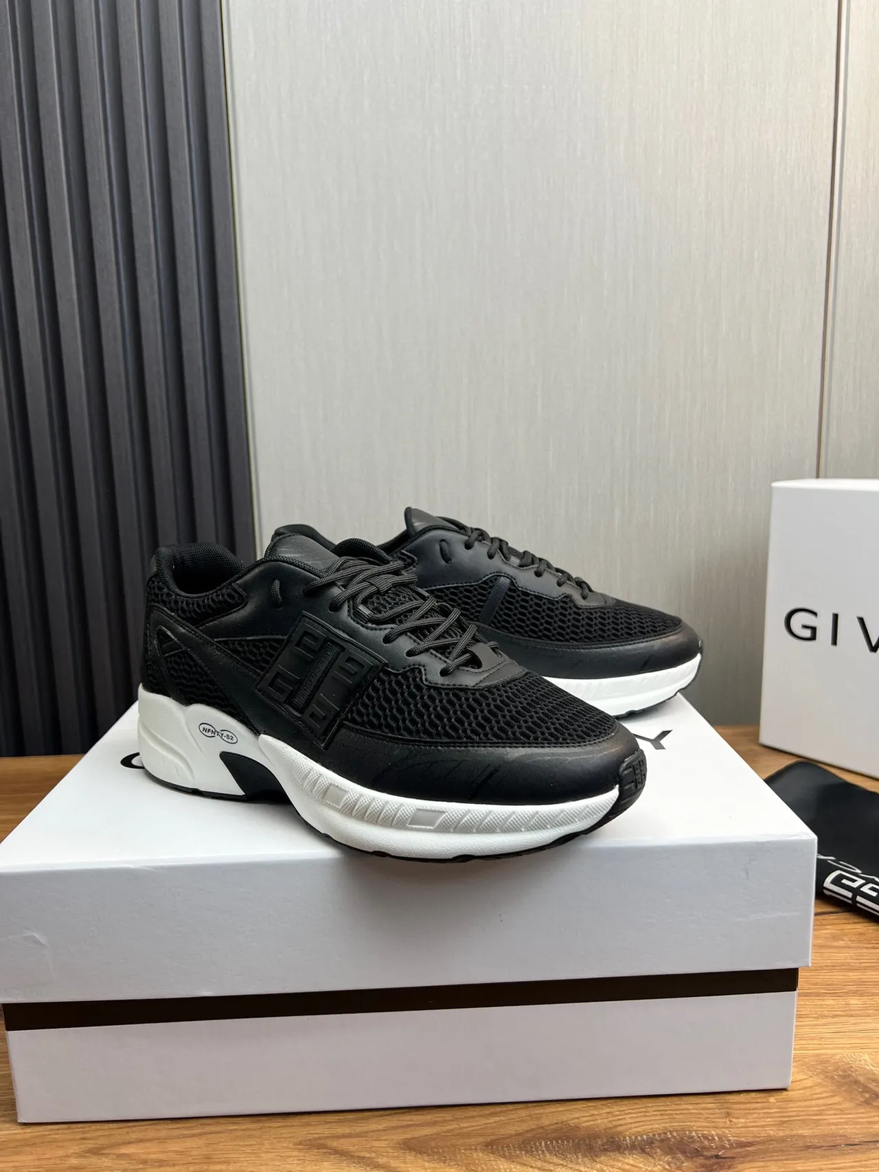 Givenchy City Sport Black Mesh and White Chunky Sneakers