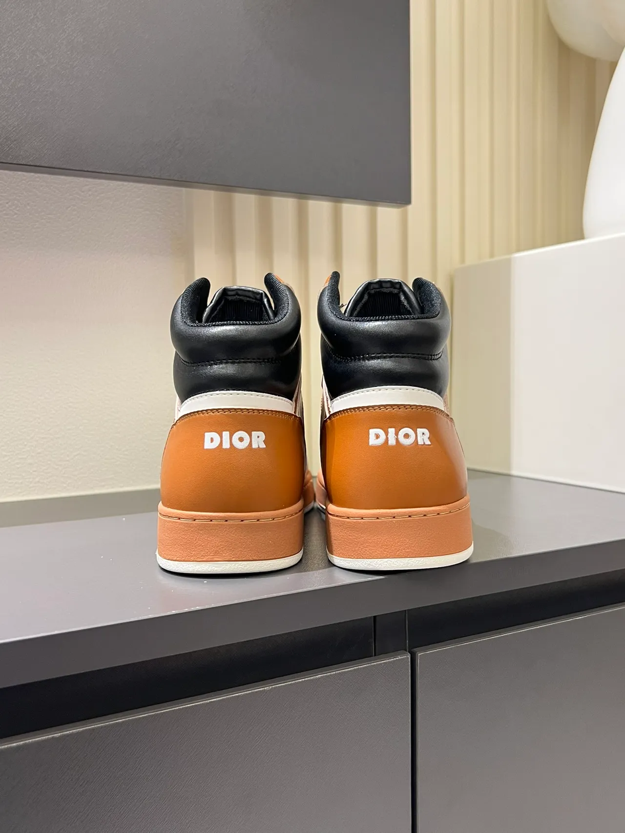 Dior B23 Tan and White Oblique Monogram High-Top Lifestyle Sneakers