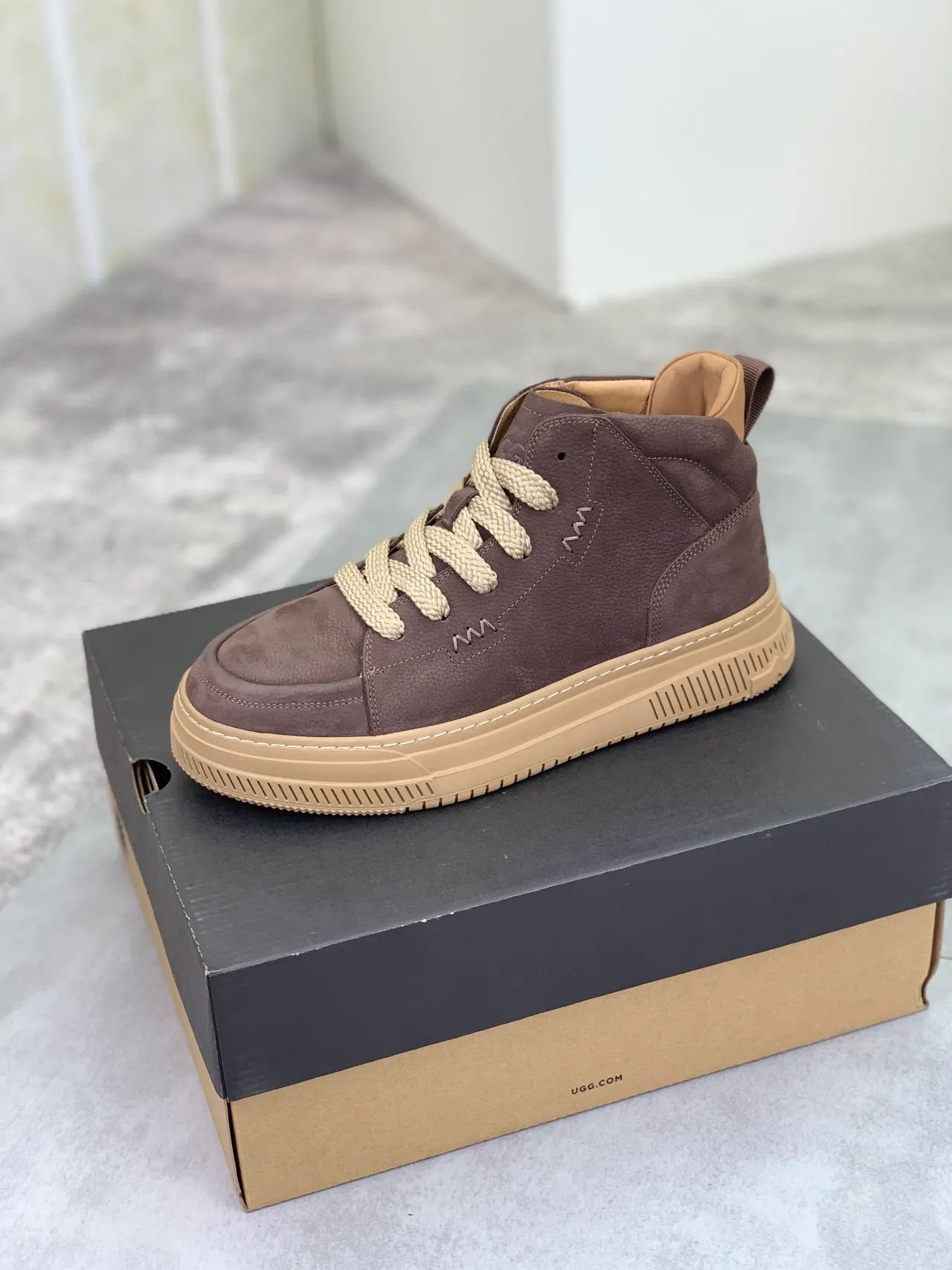 UGG Brown Beige High-Top Suede Upper Ankle Boots