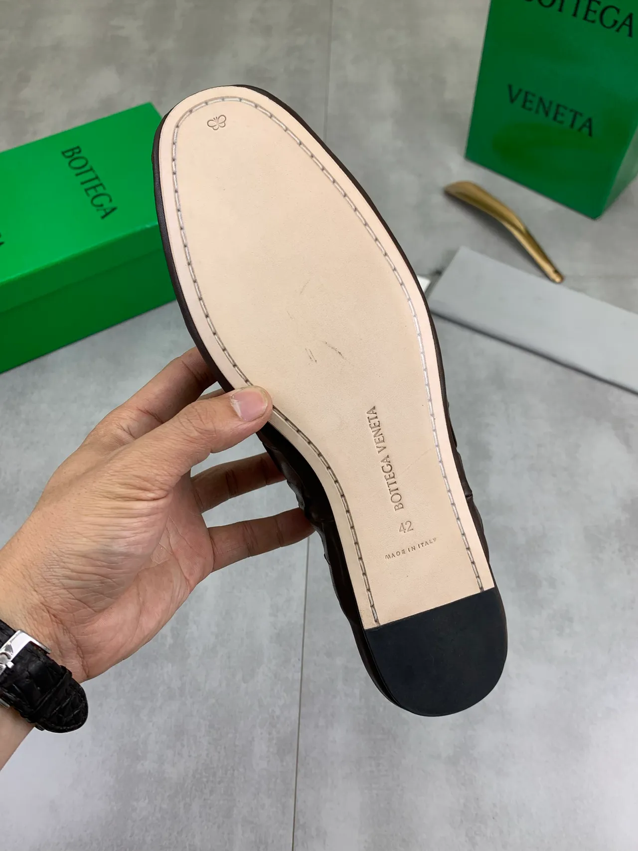 Bottega Veneta Cassette Woven Brown Leather Slippers