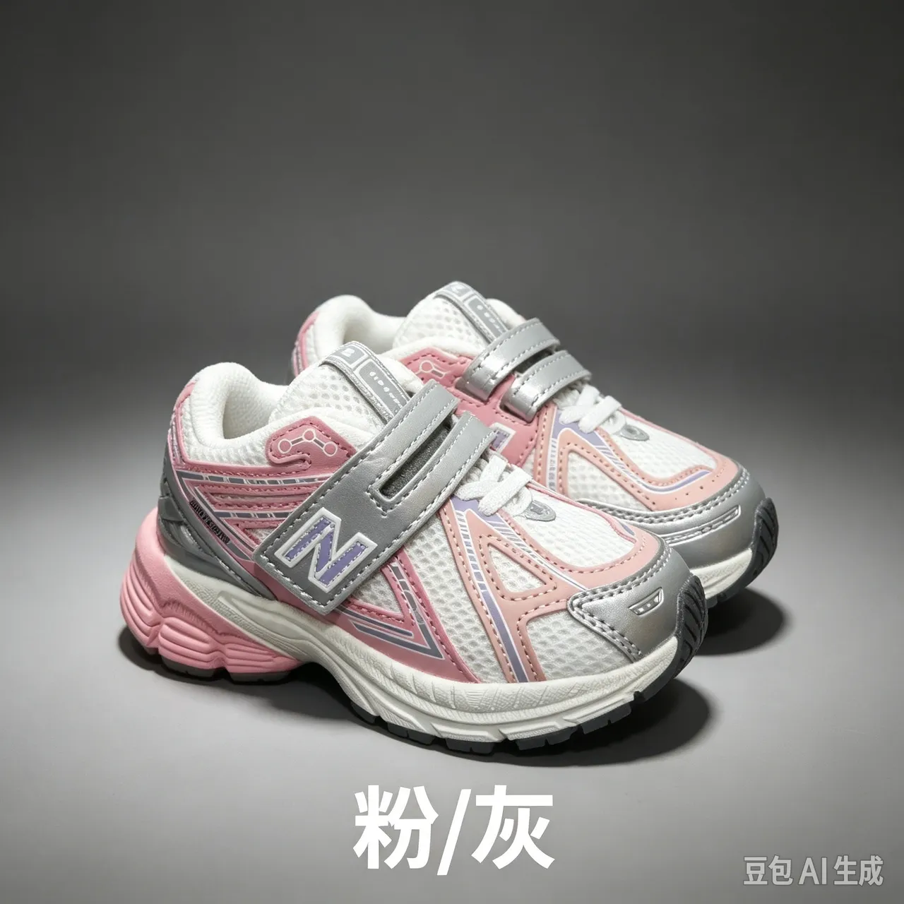 New Balance Gray Blue Retro Runner Velcro Strap Closure Chunky Sneakers