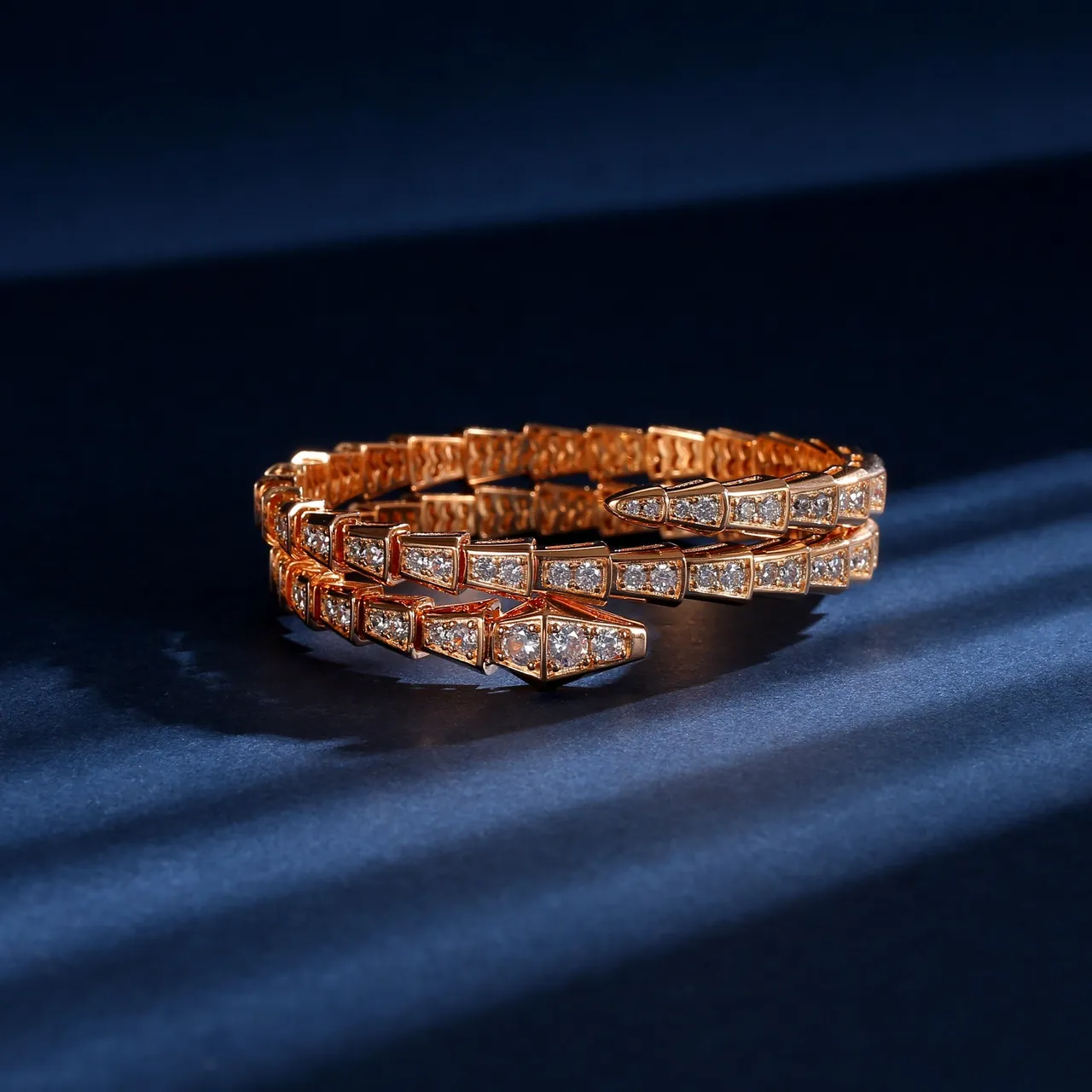 Bvlgari Gold Silver Coiled Serpentine Articulated Scale Motif Bracelet
