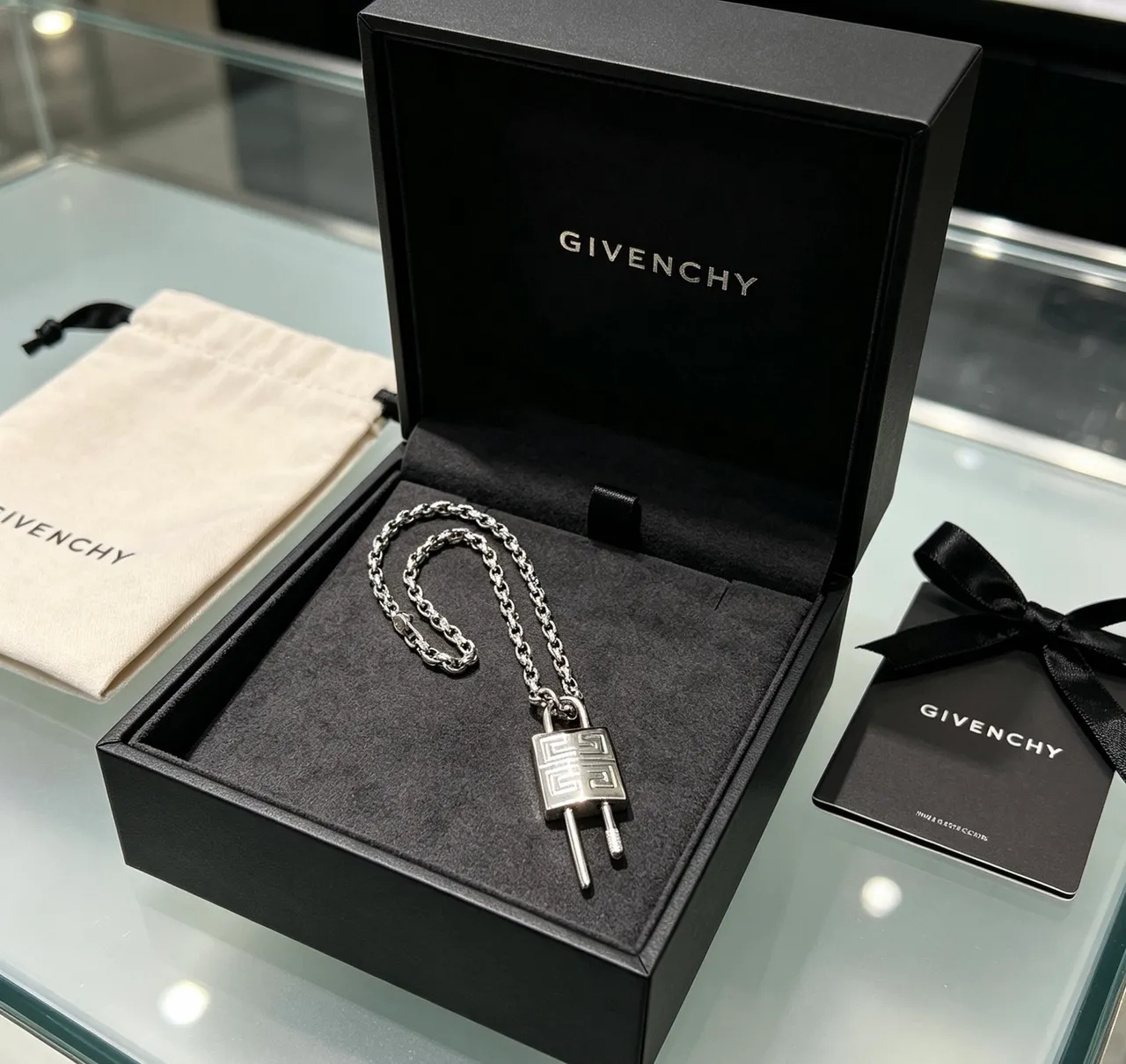 Givenchy Pandora Lock Silver-Toned Padlock Pendant Necklace
