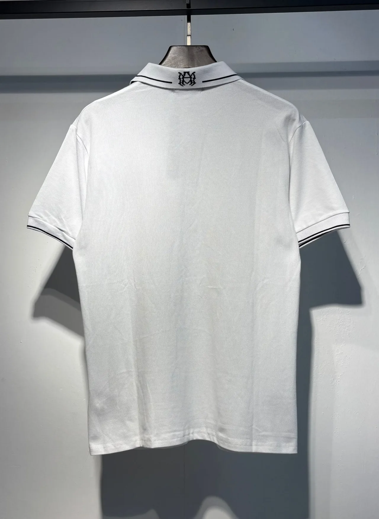 Amiri Monogram Black White Embroidered Contrast Piping Polo Shirt