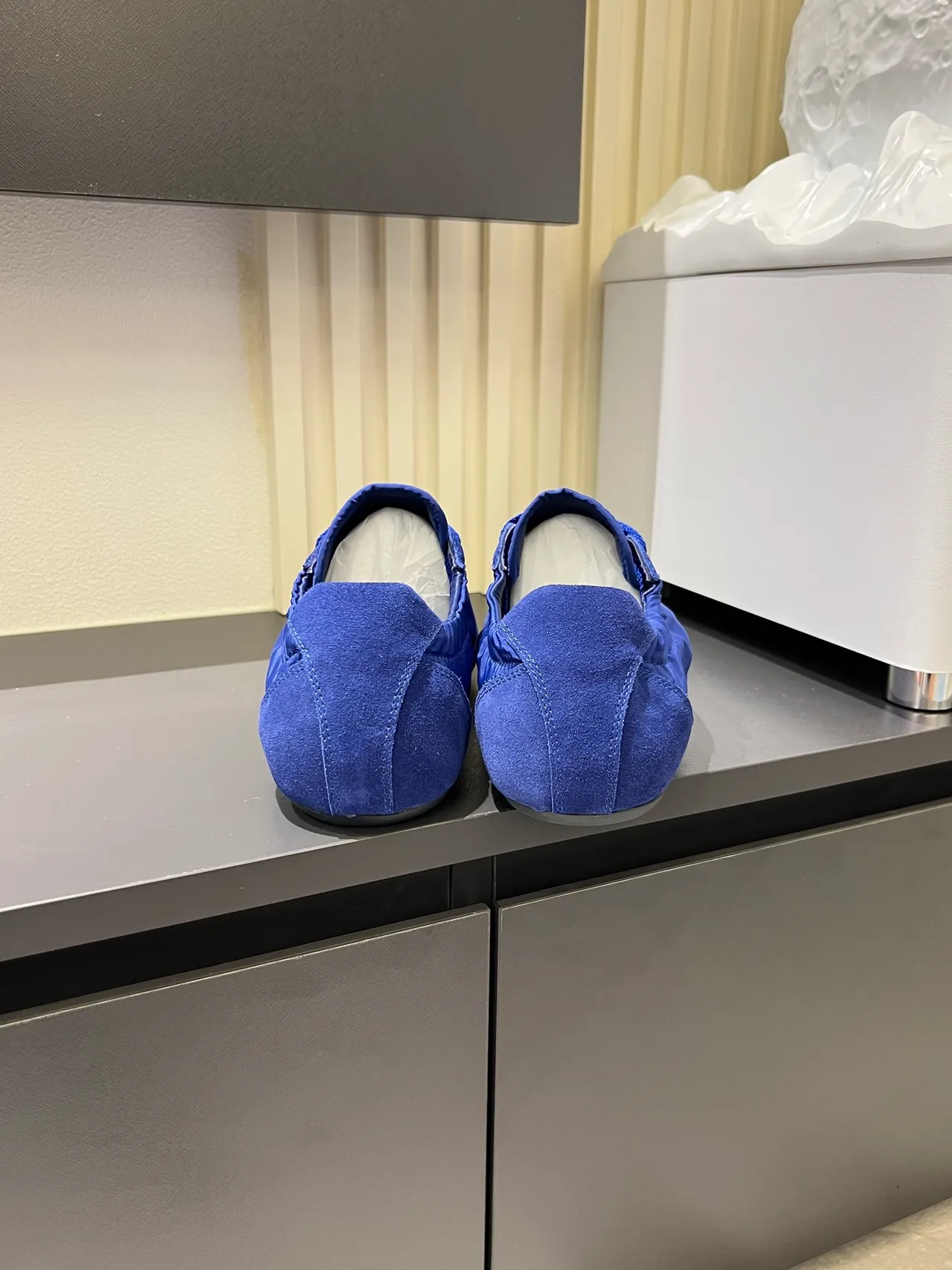 Prada Blue Monochromatic Nylon And Suede Mix Lifestyle Sneakers