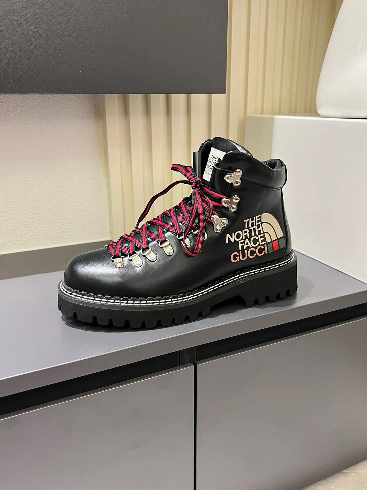 Gucci x The North Face Black Leather Hiking Boots
