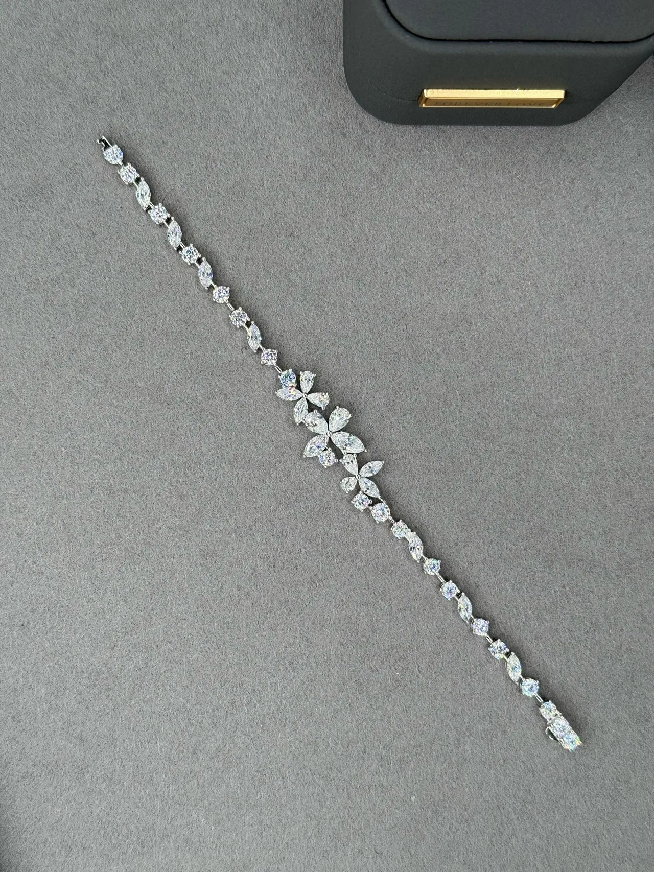Floral Motif Marquise-Cut Crystal Bracelet