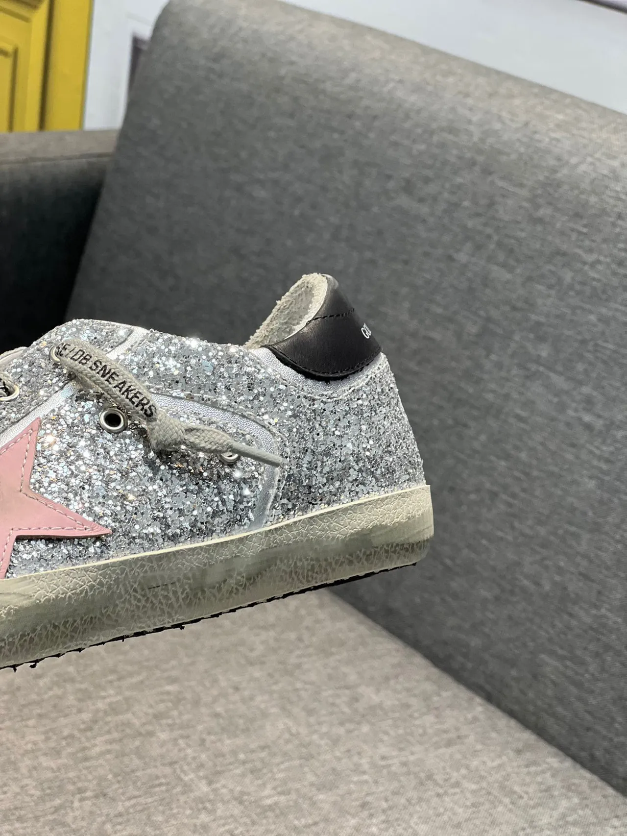 Golden Goose Superstar Silver Glitter Pink Star Lifestyle Sneakers