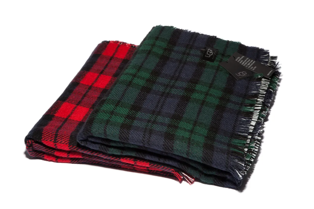 Green Black Plaid Pattern Wool-Like Texture Scarve