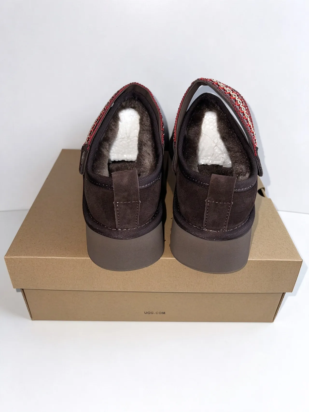 UGG Tasman Brown Red Suede Upper Woven Strap Detail Casual Shoes