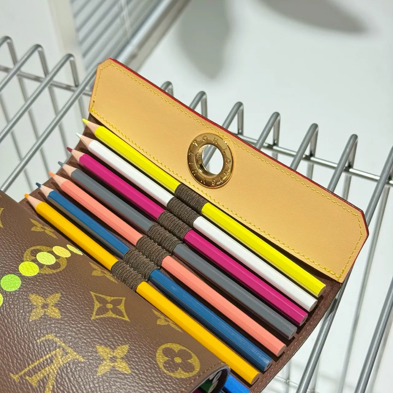 Louis Vuitton Brown Beige Monogram Canvas Cylindrical Roll-Top Wristlet