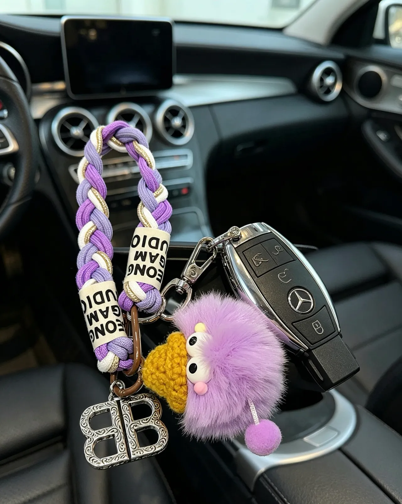Balenciaga BB Monster Purple White Braided Rope Strap Reversed Logo Tape Handbag