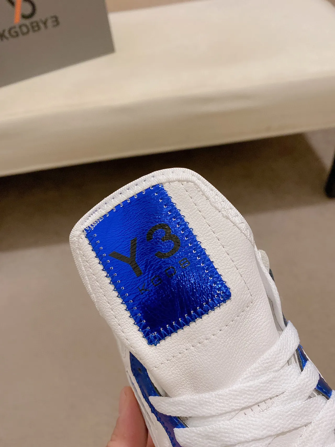 Yohji Yamamoto Sculpted Sole White and Blue Mesh Sneaker
