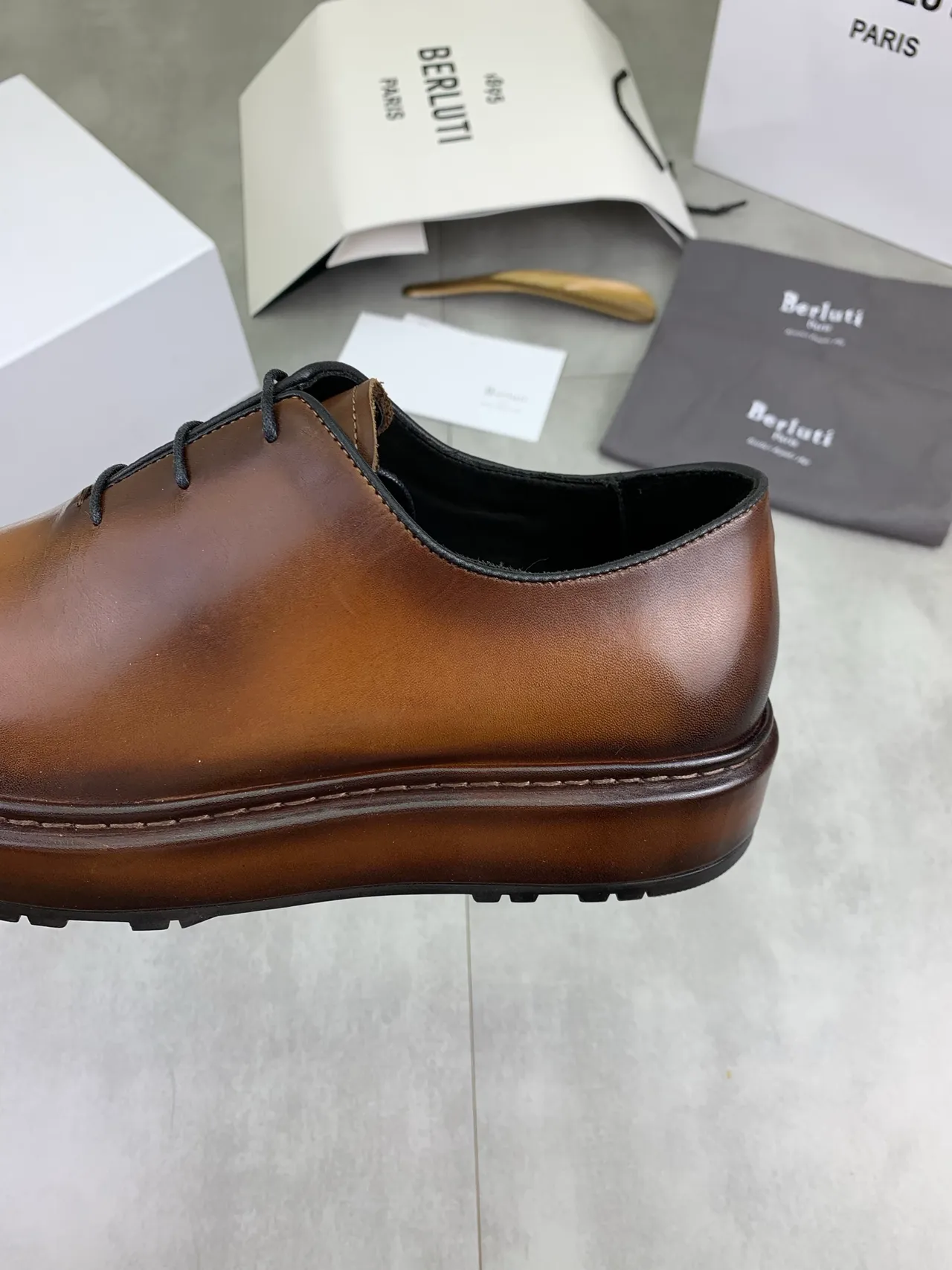 Berluti Brown Polished Leather Oxford Shoes