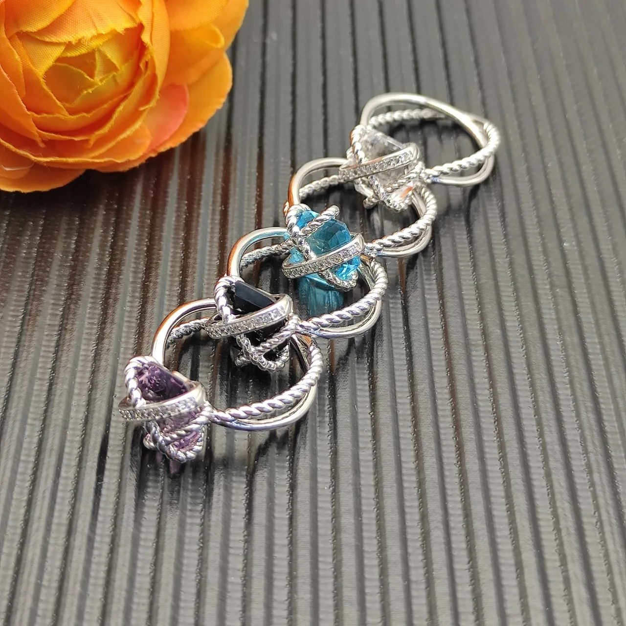 Tiffany & Co. Knot Blue Topaz and Diamond Ring