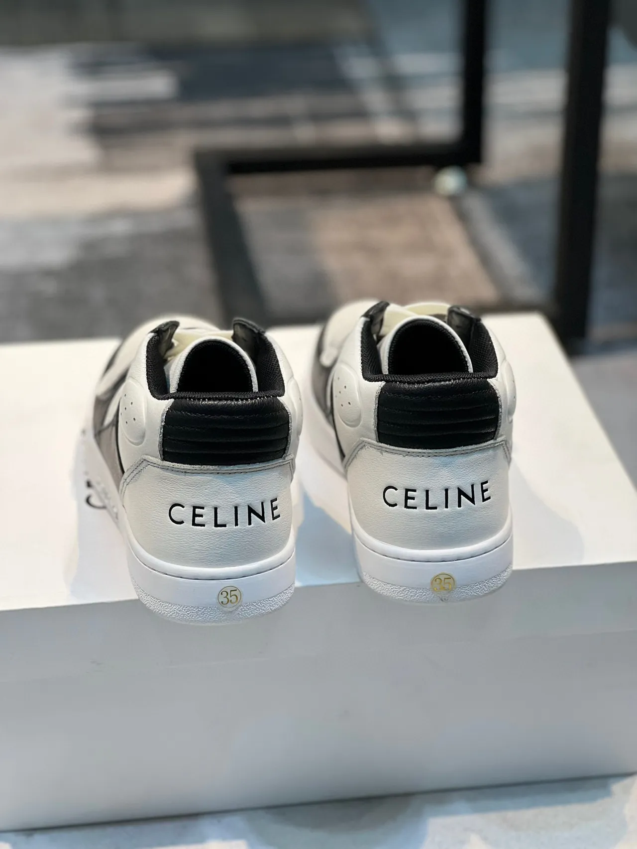 Celine CT-01 Two-Tone Perforated Leather High-Top Lifestyle Sneakers