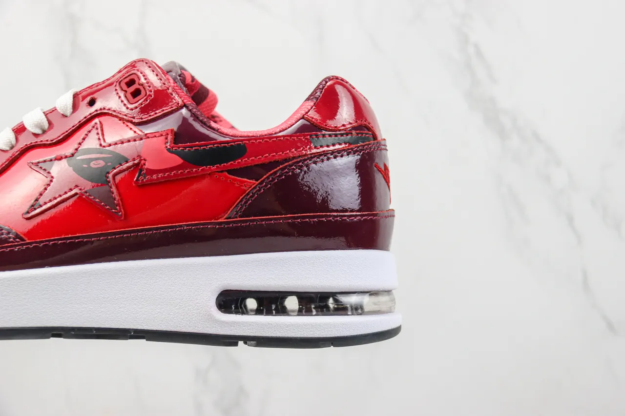 A Bathing Ape BAPE STA Glossy Red Burgundy Lifestyle Sneakers