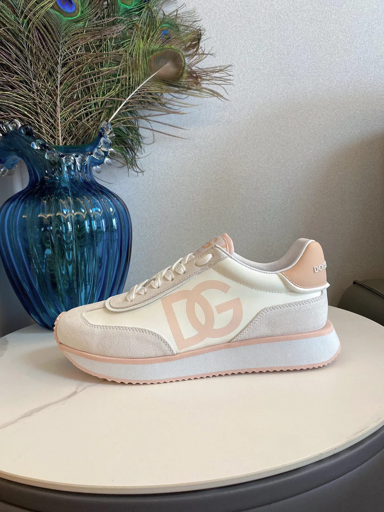 DC Shoes Beige Pink Platform Sole Suede And Synthetic Upper Lifestyle Sneakers