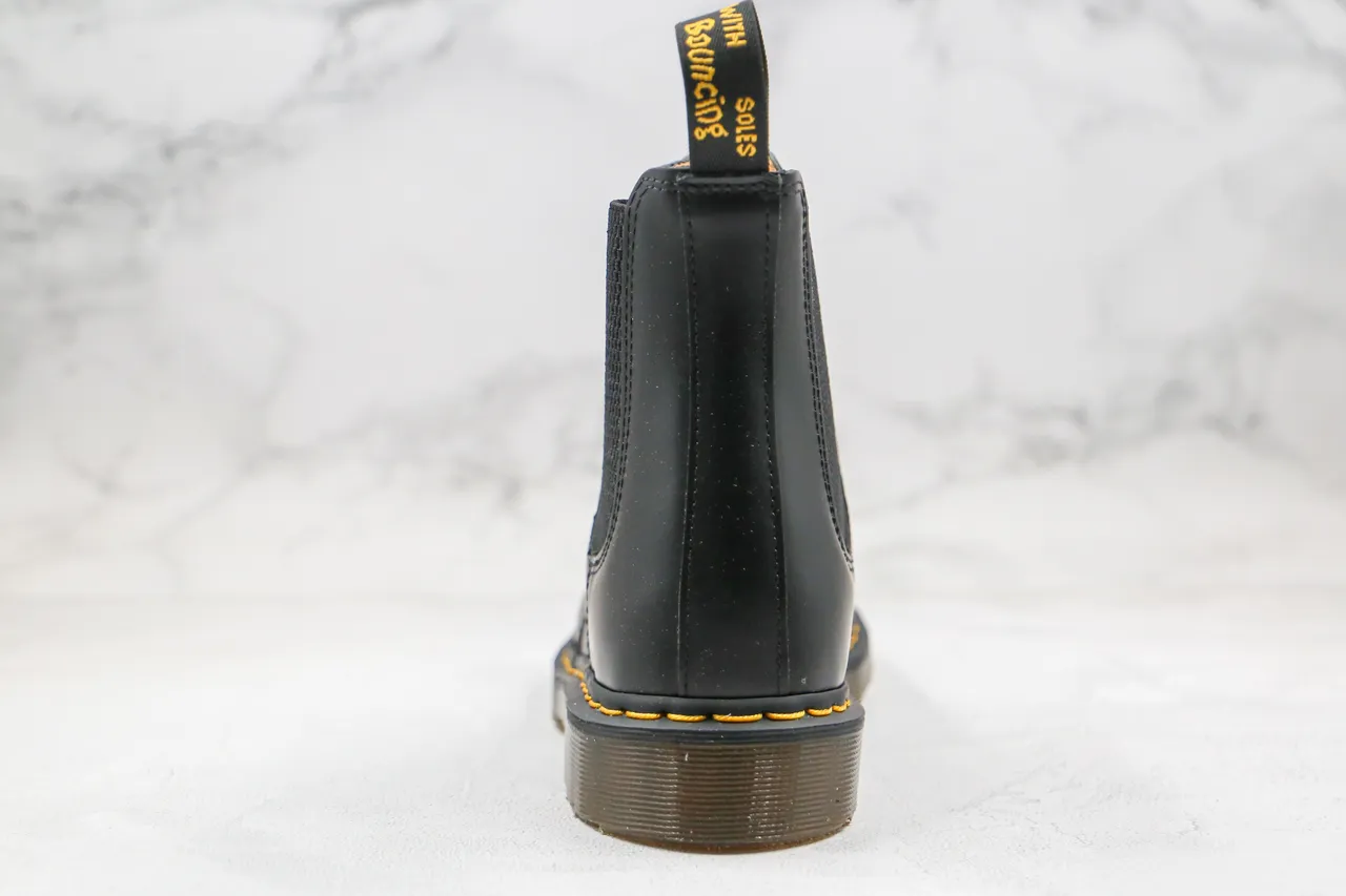 Dr. Martens Chelsea Boot Black Yellow Smooth Leather Welt Stitching Chelsea Boots