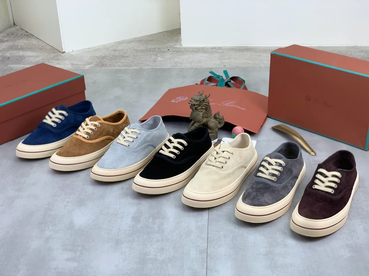 Navy Beige Suede Upper Cream Cupsole Canvas Shoes