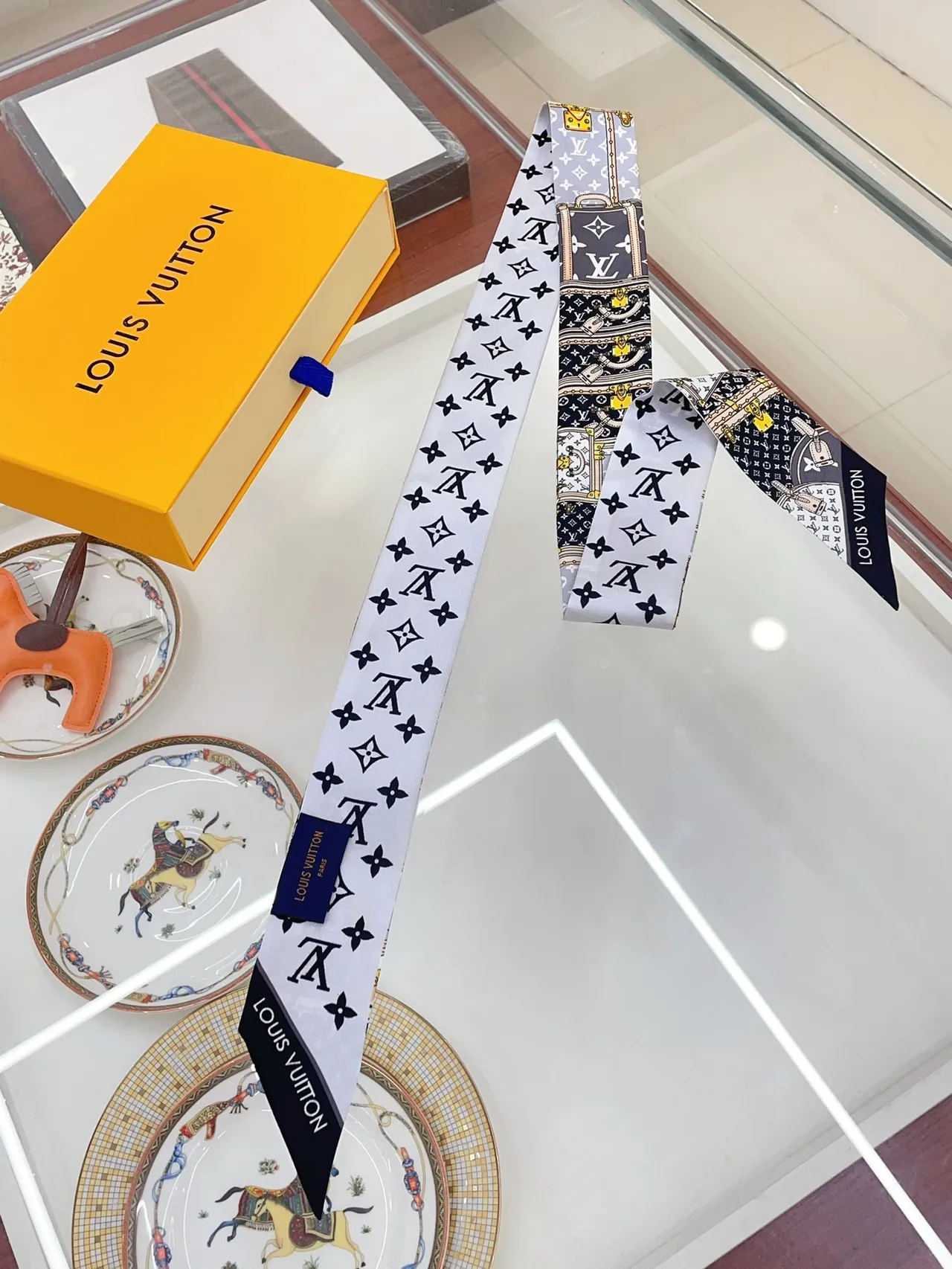Louis Vuitton Trunk Motif Printed Silk Scarf