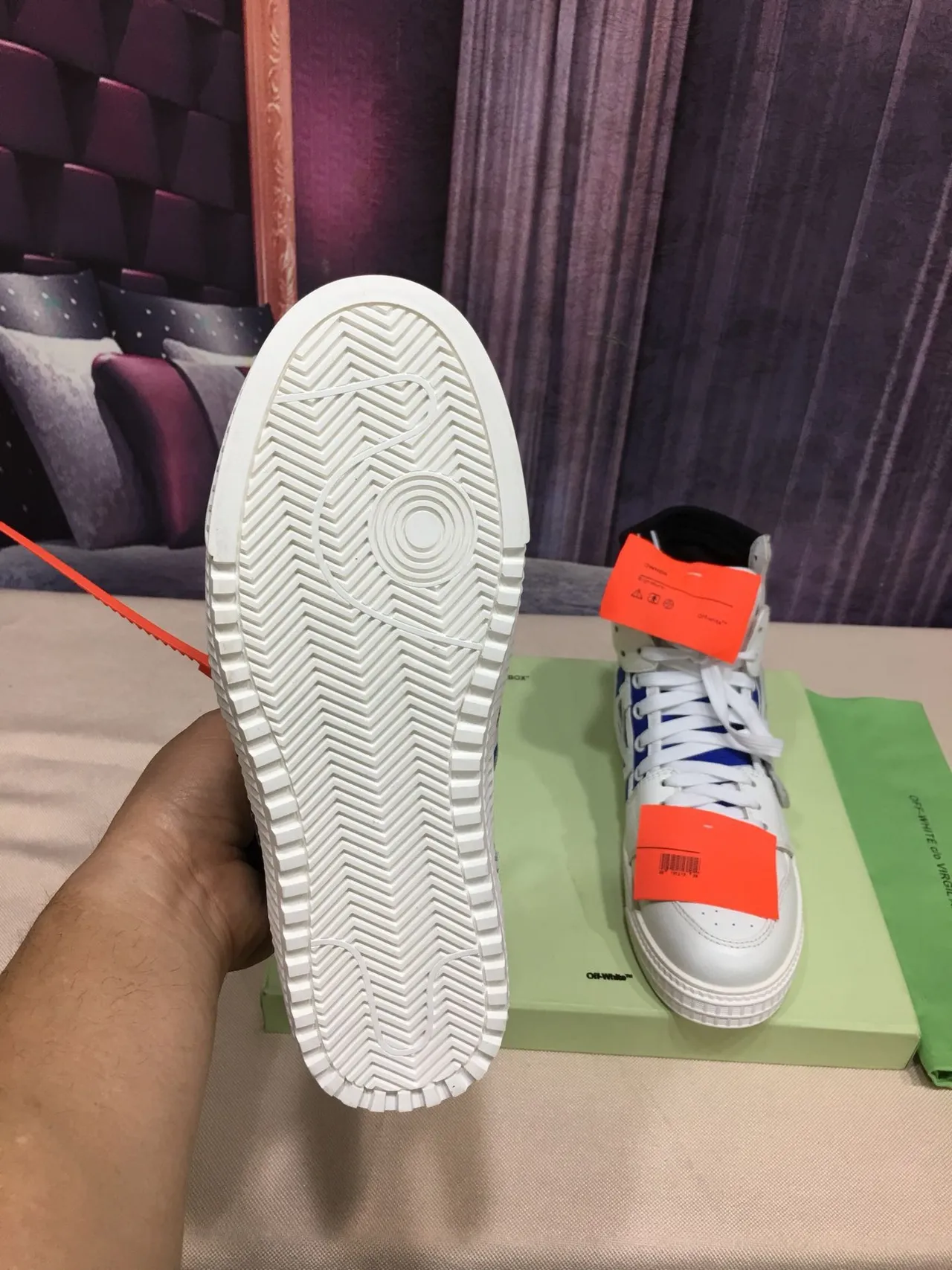 Off-White The Ten Blue High-Top Layered Leather And Textile Lifestyle Sneakers