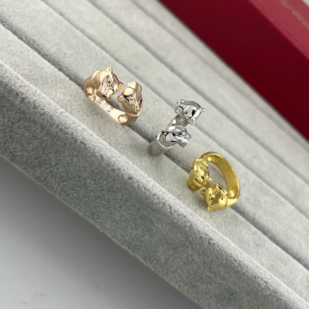 Gold Silver Open-Band Animal-Head Motif Ring
