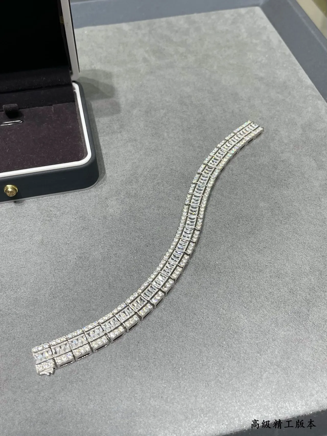 Tiffany & Co. T Collection Silver White Multi-Row Baguette-Cut Bracelet