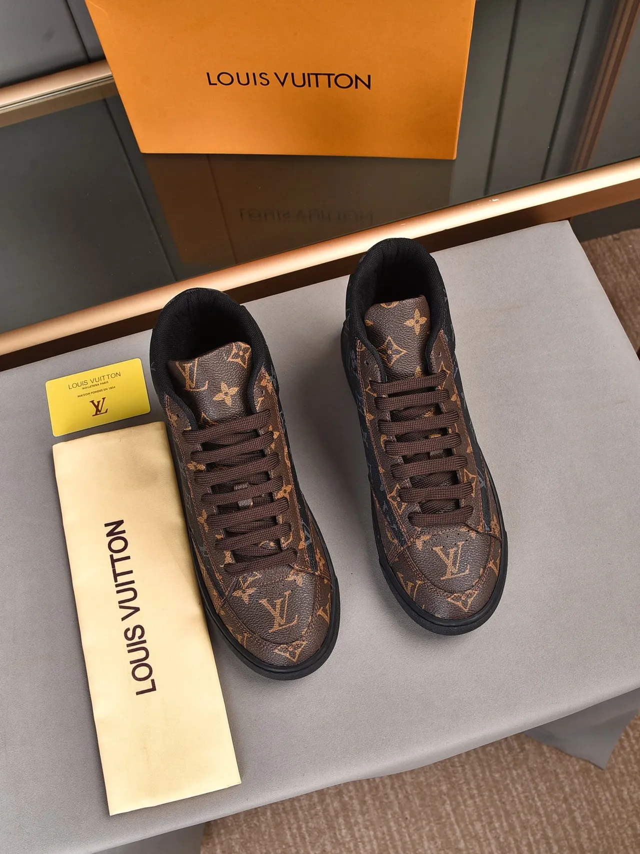 Louis Vuitton Black Brown High-Top Monogram Canvas Lifestyle Sneakers