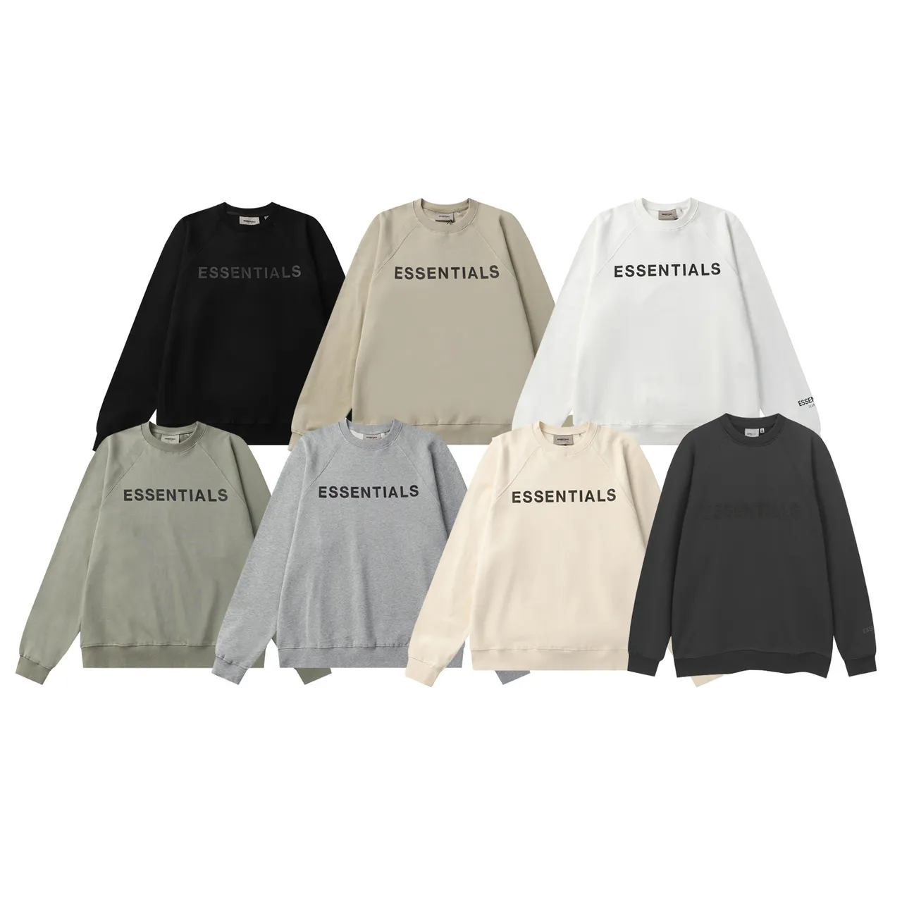 Fear of God Essentials Black Crewneck Raglan Sleeve Sweater