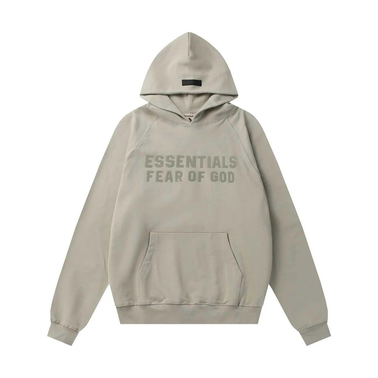 Fear of God Essentials Black Oversized Fit Tonal Embossed Logo Hoodie