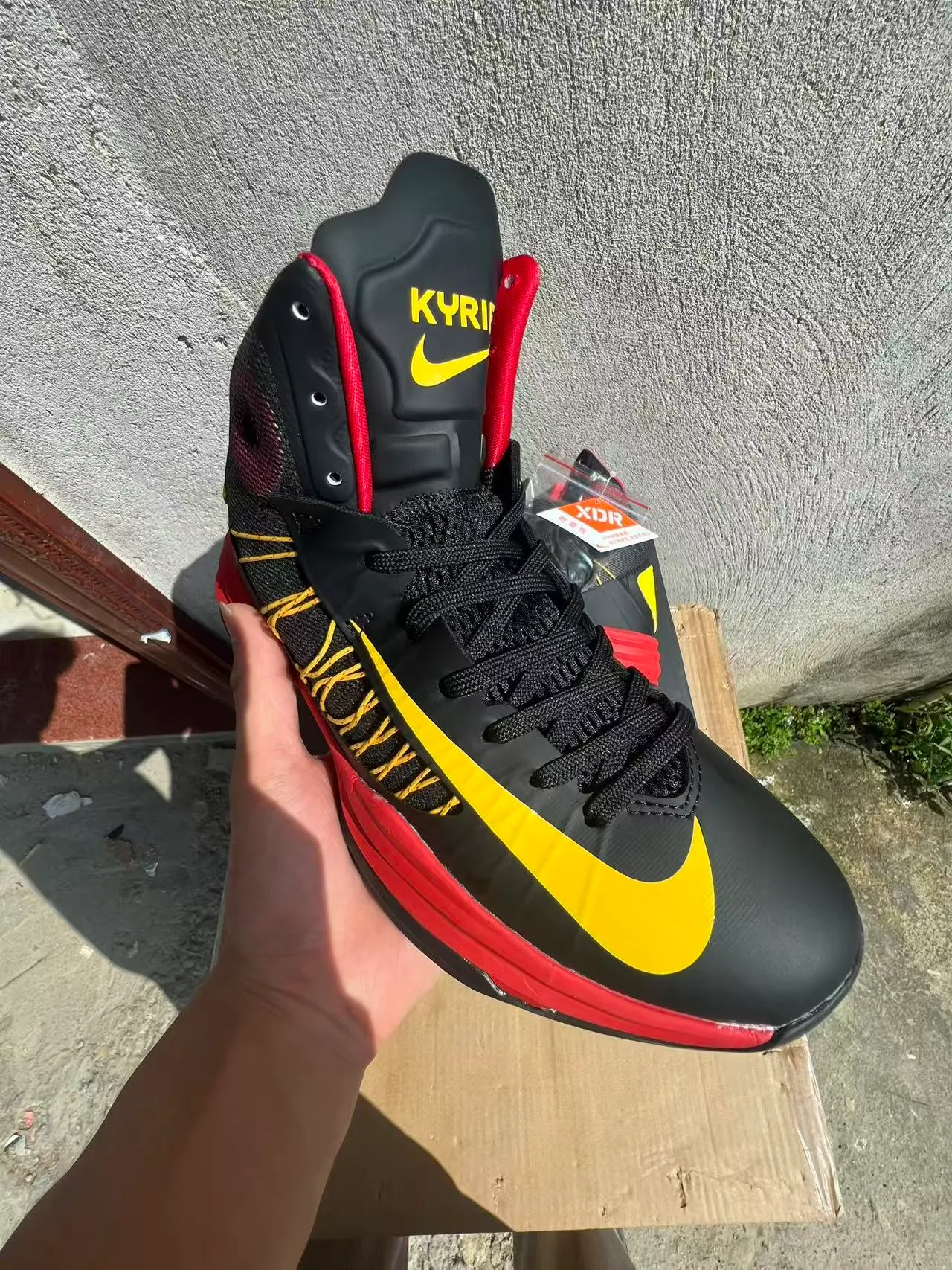 Nike Black Red High-Top Mesh-and-Synthetic Upper Basketball Shoes