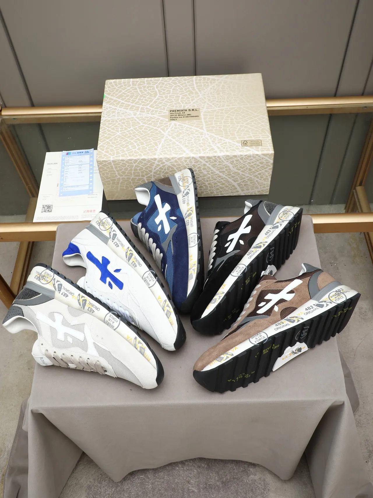 Premiata Gray Black Mixed-Material Upper Sculpted Printed Midsole Sneakers