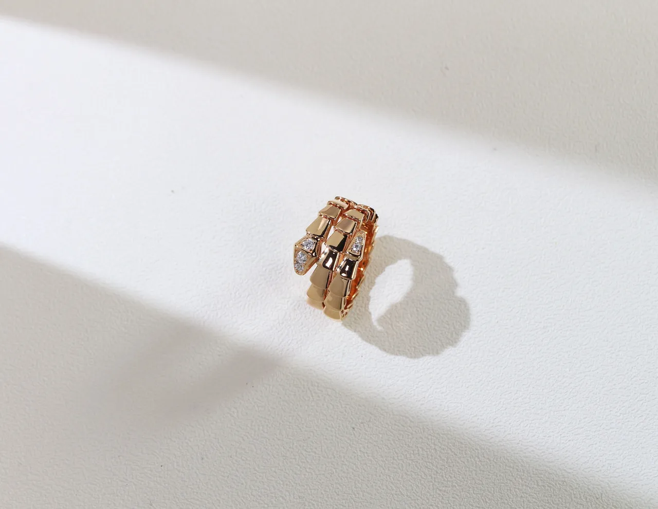 Bvlgari Serpenti Coiled Scale Motif Diamond Ring