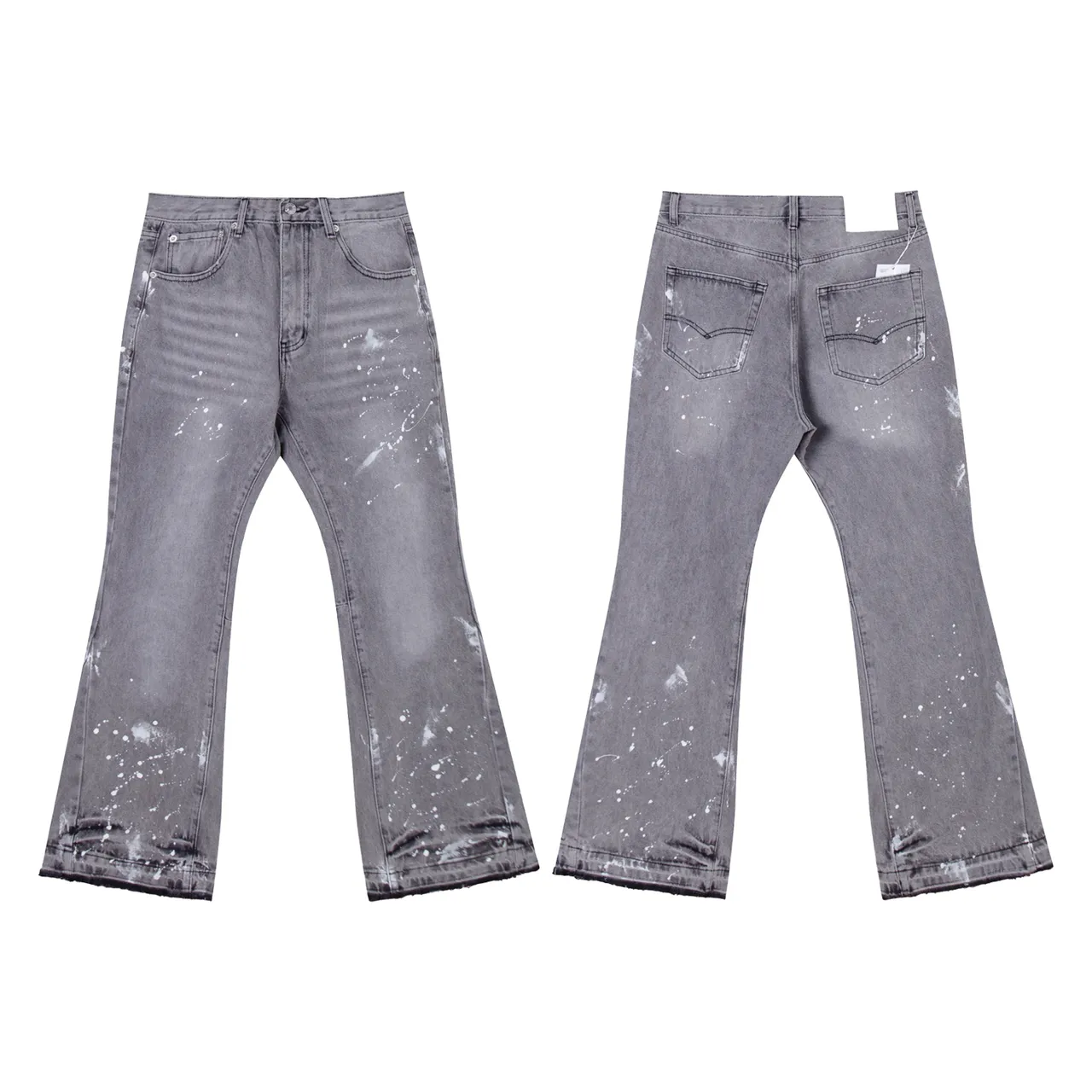Levi's Paint-Splatter Distressed Gray Flared Jeans