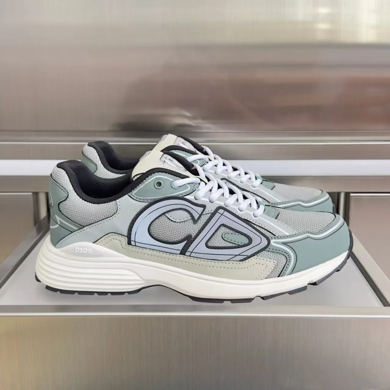 Dior B30 Sage Green and Cream Lifestyle Sneakers