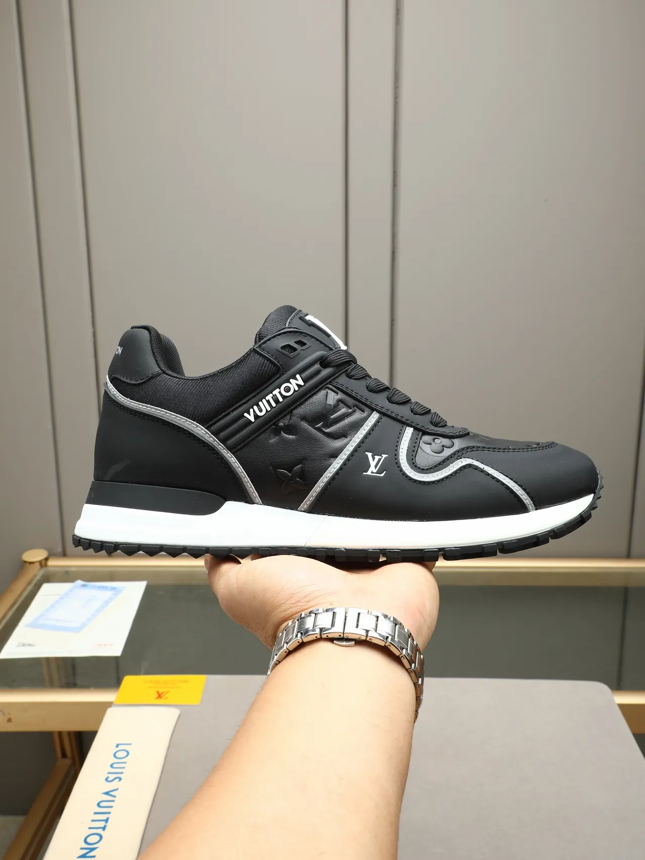 Louis Vuitton LV Trainer Black White Leather And Mesh Upper Contrast Midsole Lifestyle Sneakers