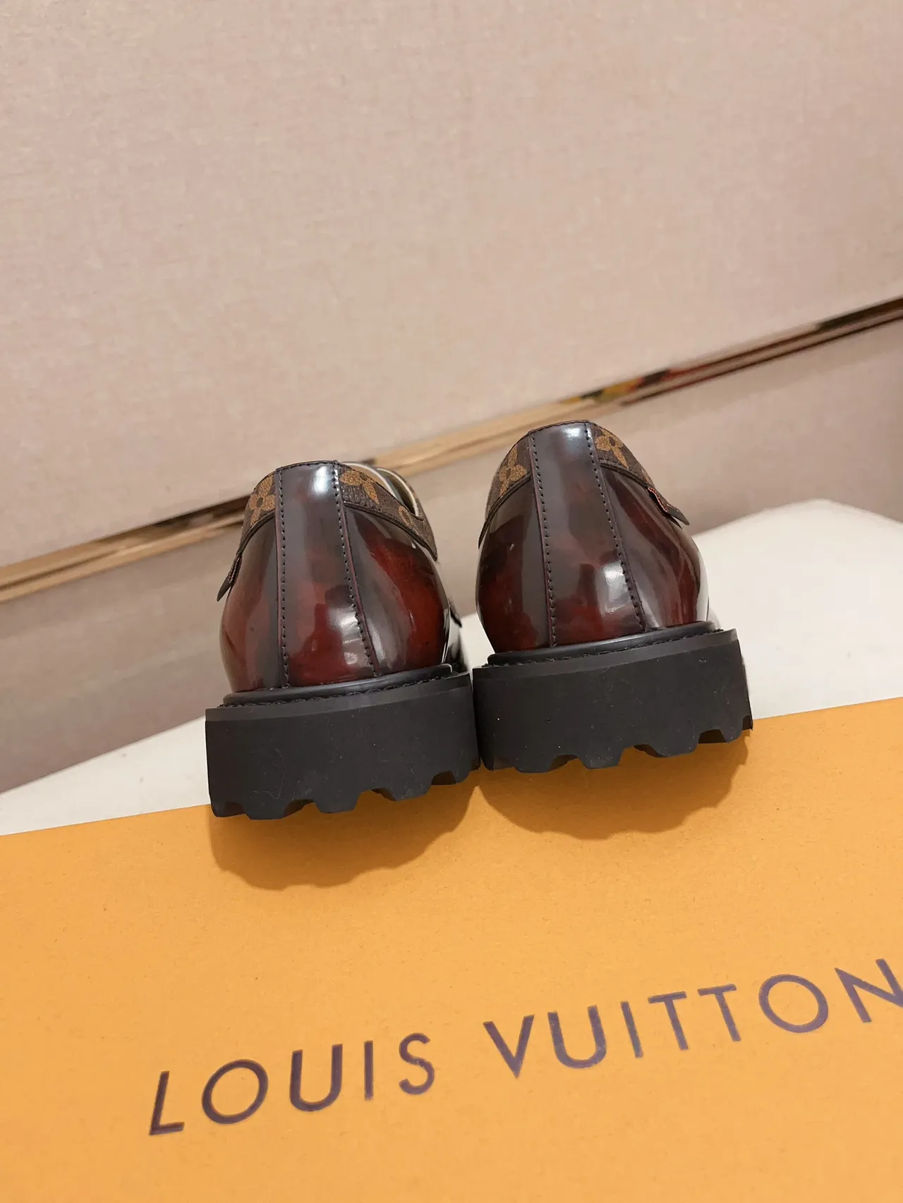 Louis Vuitton LV Trail Burgundy Polished Leather Oxford Shoes