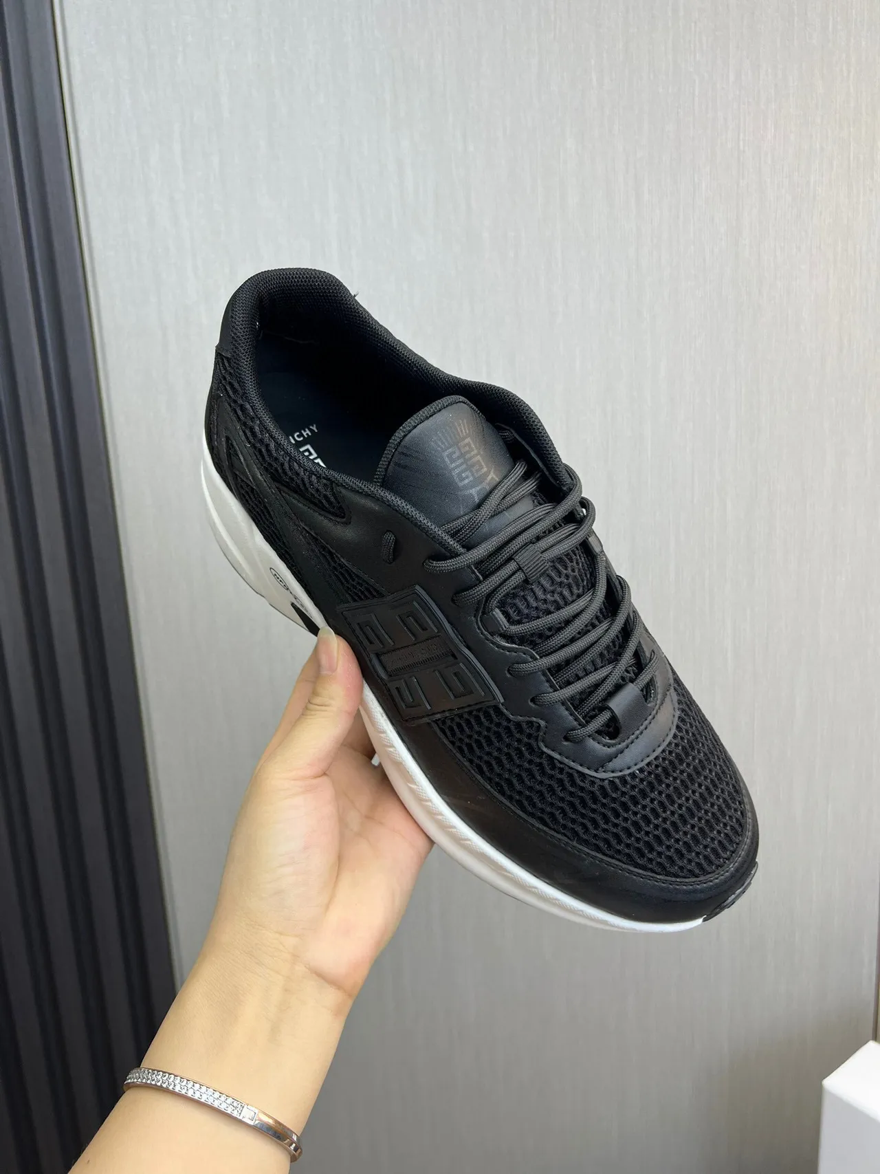 Givenchy City Sport Black Mesh and White Chunky Sneakers