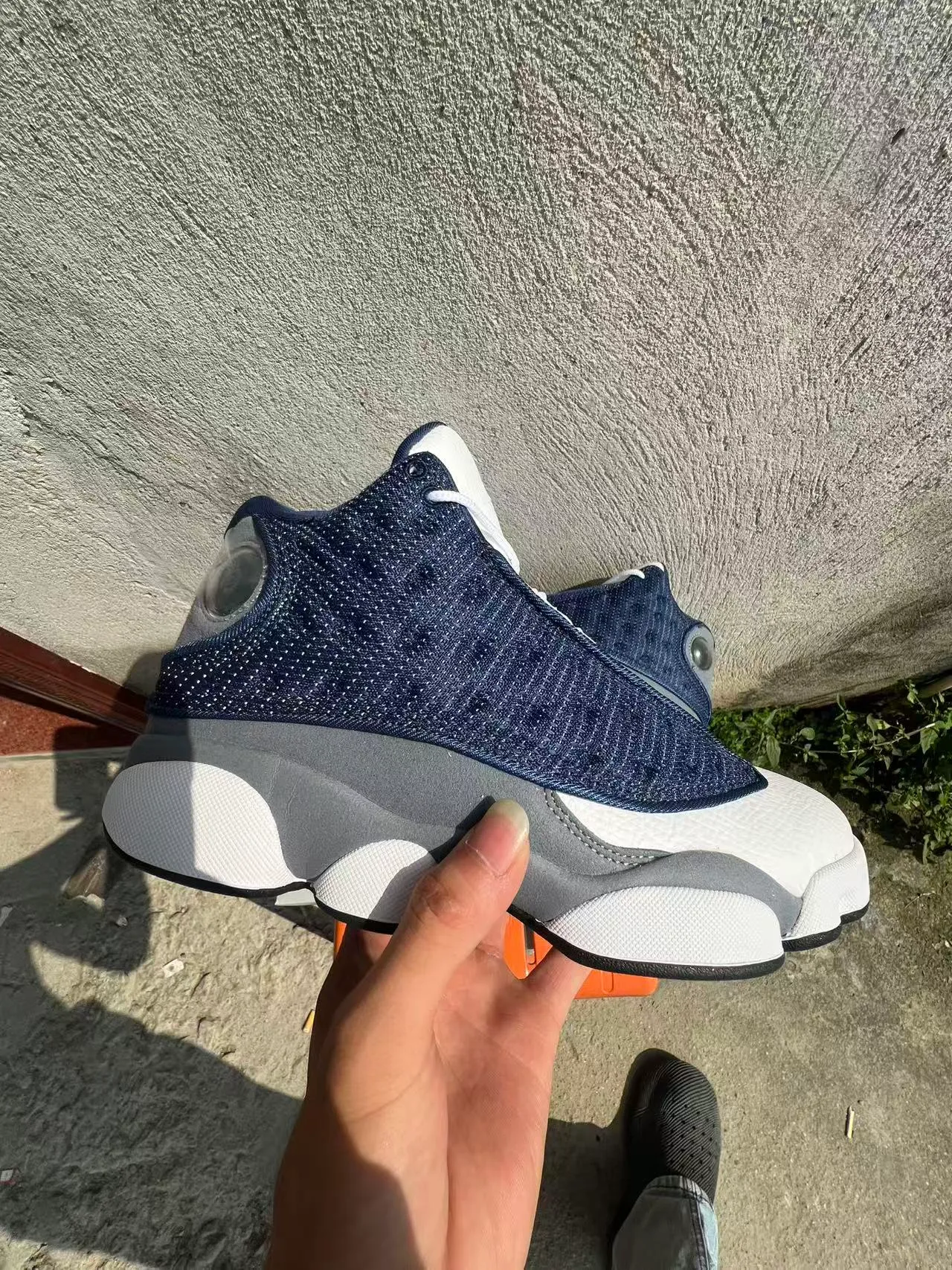 Nike Navy White Knit Upper High-Top Basketball Shoes