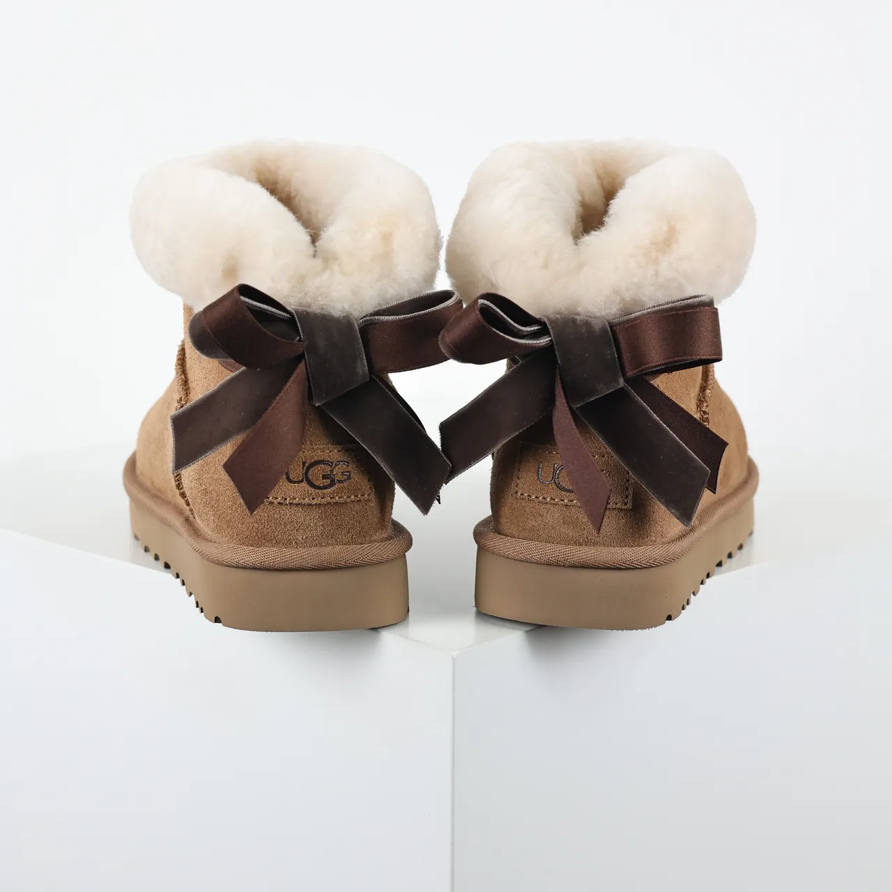 UGG Classic Mini Bow Tan Suede Ankle Boots