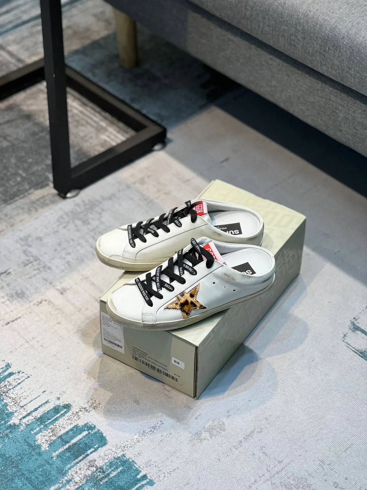 Golden Goose Super-Star Mule White Leopard Star Lifestyle Sneaker