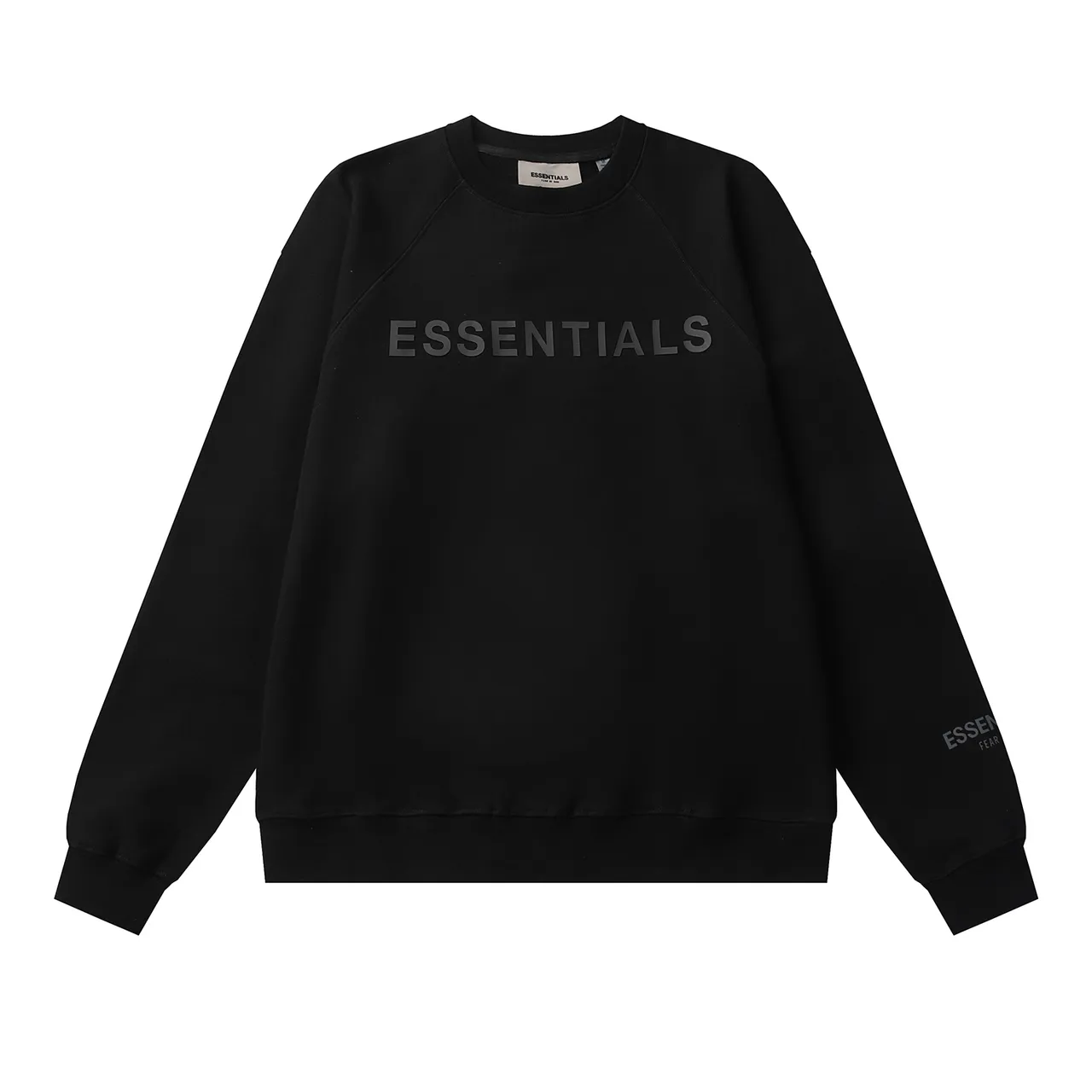 Fear of God Essentials Black Crewneck Raglan Sleeve Sweater