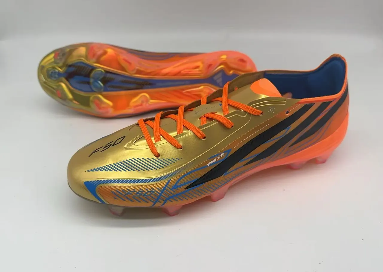 Adidas F50 Sprintweb Metallic Gold Orange Firm-Ground Soccer Shoes